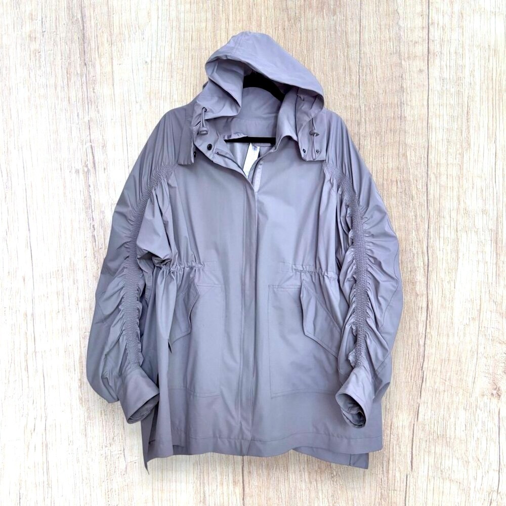 FABLETICS Giana Gray Oversized Utility Hood Rain Weather Resistant Jacket Coat M
